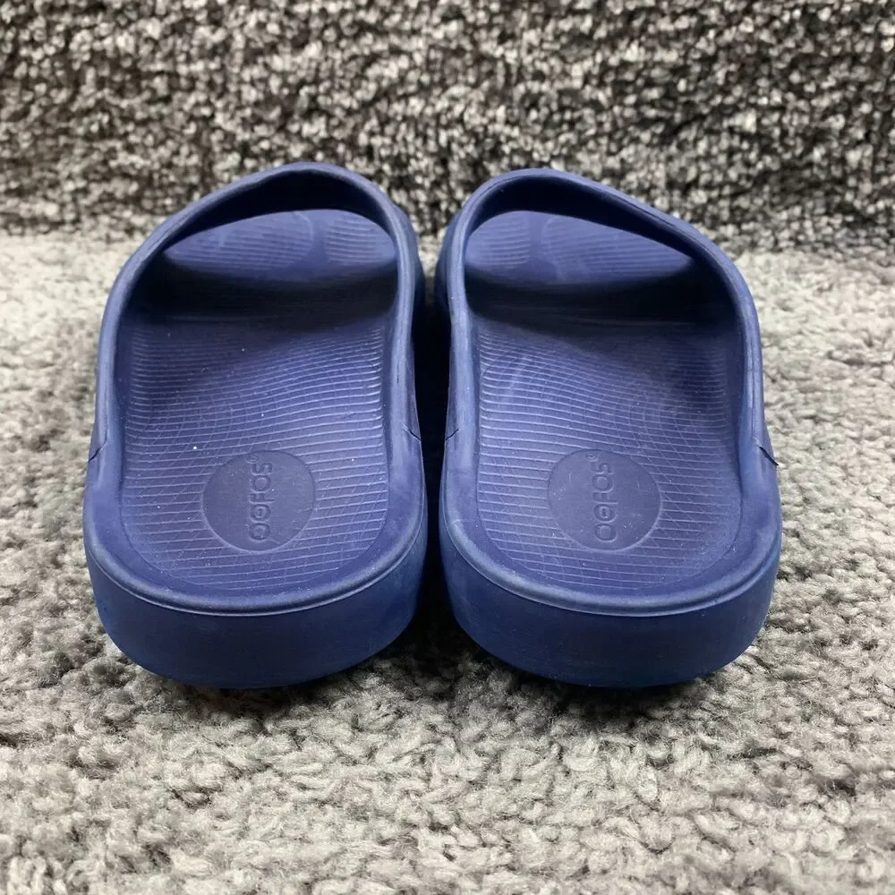 Oofos Ooah Men's 10 Womens 12 Navy Slide Sandal Comfort Slip-On Summer Slippers